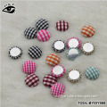 15MM Plaid Printing Round Flatback Fabric Cover Buttons DIY Jewelry Accessories for Clothing